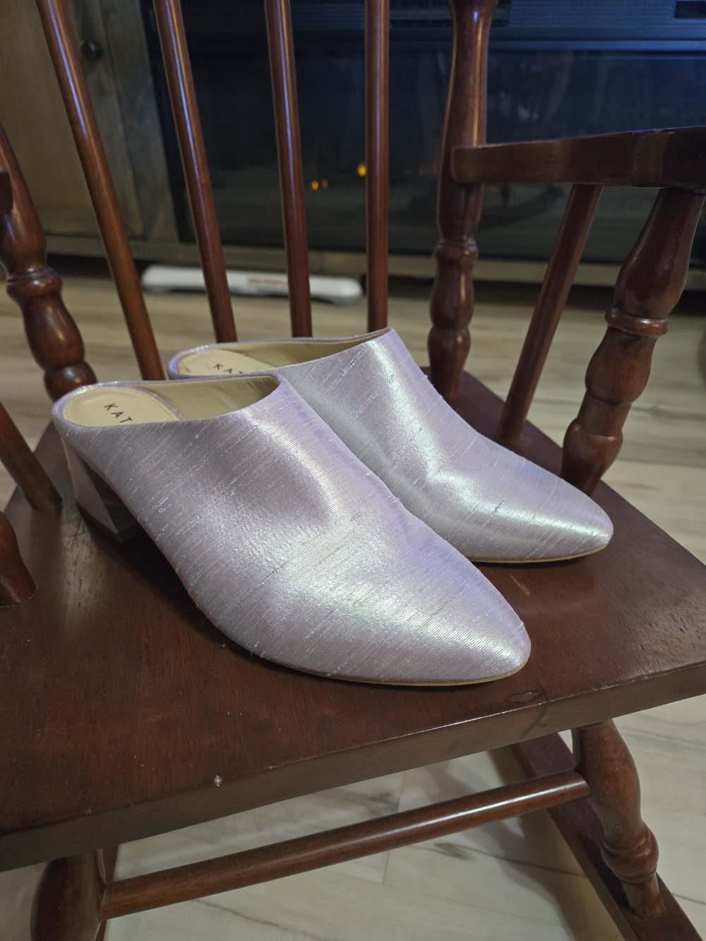 Katy Perry Collections Iridescent Lavender Slip-On Mule Heels